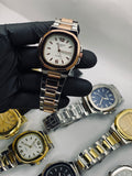 Men's Square Analogue Watch Silver + Peach